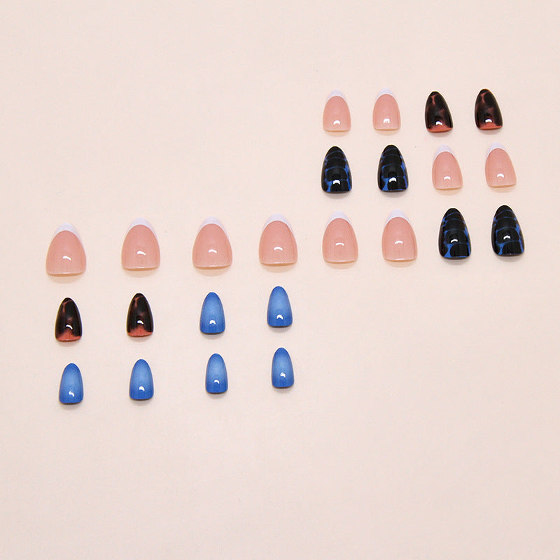 N-516 - Watercolor Print - Press On Nail Set Of 24 - Free 24 Pcs Sticker Sheet Included