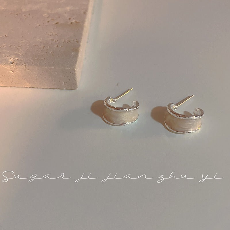 UNI-11895 - White Marbled - Earring