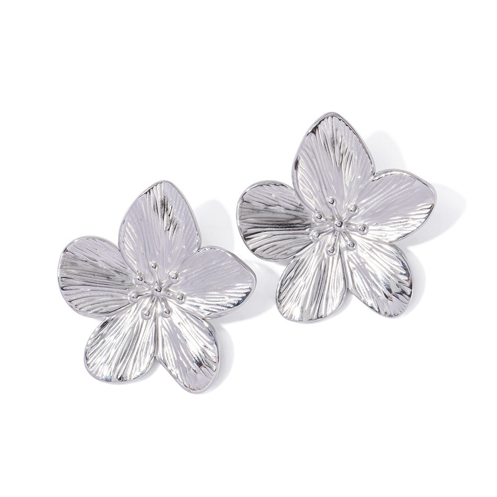 UNI-10946 - Foiled Silver Flower - Earring