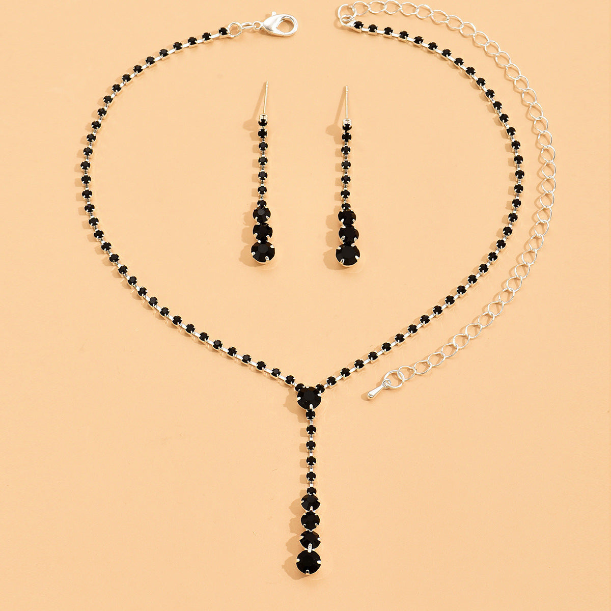 UNI-11373 - Black Dimond's silver - Jewelry Set