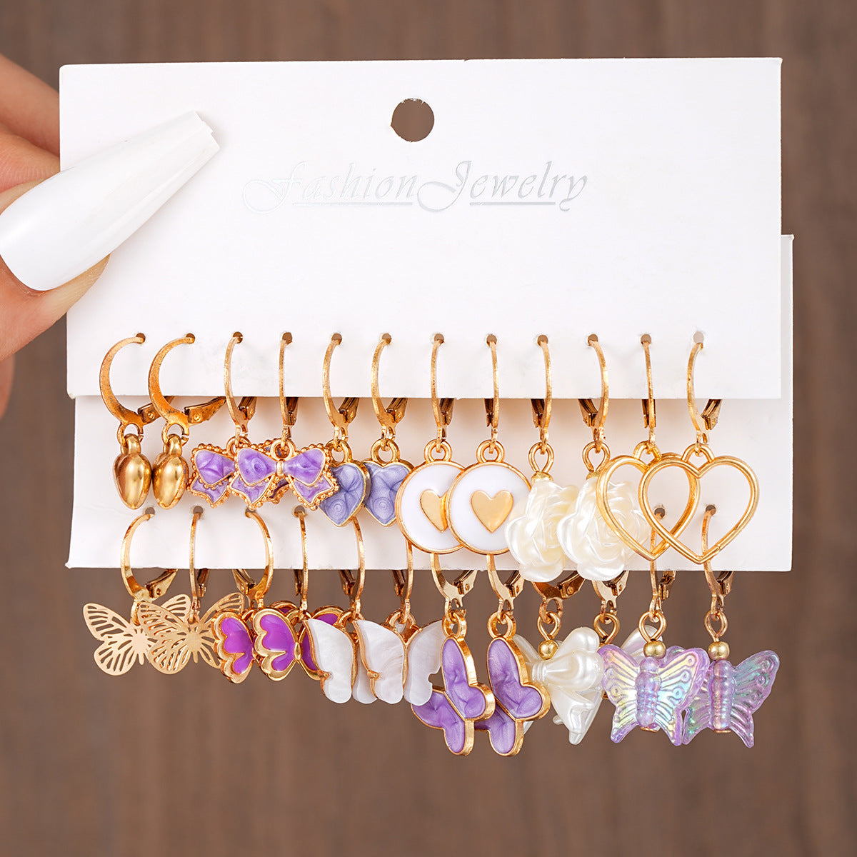 UNI-11181 - Love Heart & Butterfly - Earrings Set Of 12