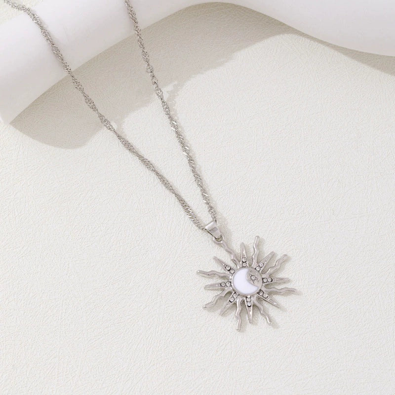 UNI-12635 - Sun Moon Celestial Silver - Necklace