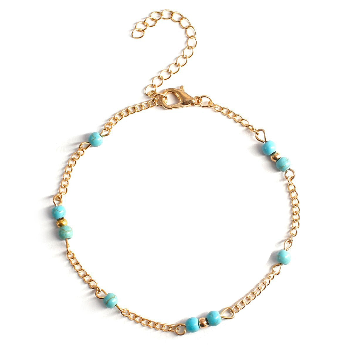 UNI-10694 - Turquoise Stone Gold - Anklet