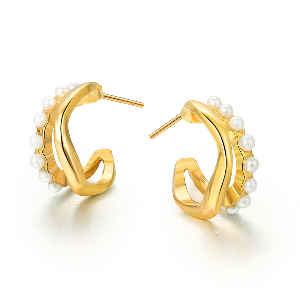 UNI-10654 - Pearl Gold - Earring