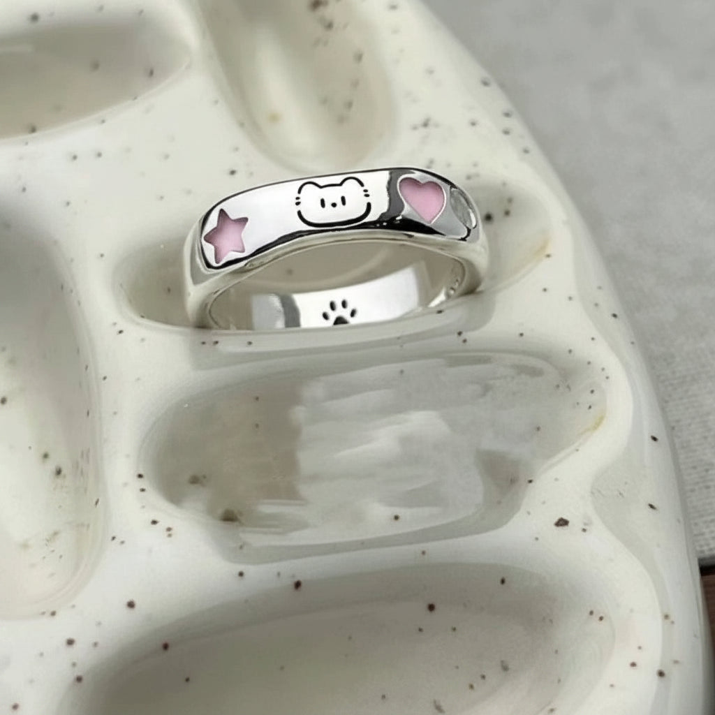 UNI-12323 - Cute Cat Silver - Ring