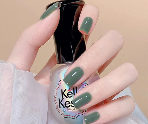 N-231 - Forest Green Square - Press On Nail Set Of 24 - Free 24 Pcs Sticker Sheet Included