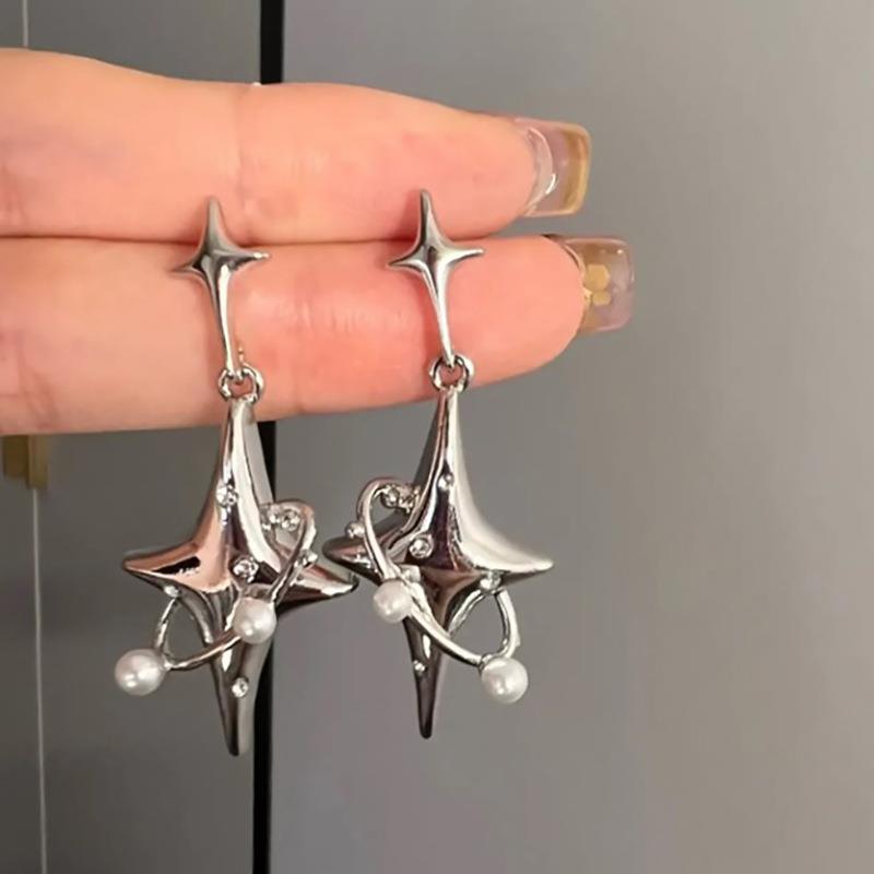 UNI-11204-2 - Silver Foil Stars Sparkle - Earring