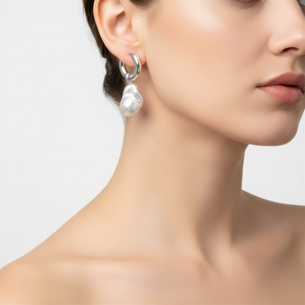 UNI-11336 - Fancy Pearl Silver - Earring
