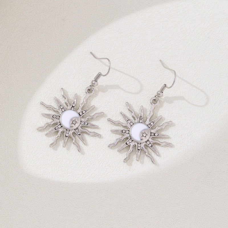 UNI-12637- Sun Moon Celestial Silver - Earring