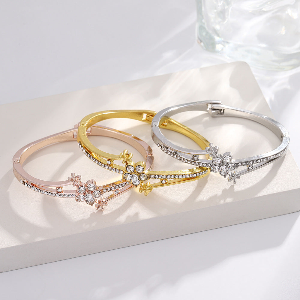 UNI-11306 - Silver Flower Bangle- Bracelet