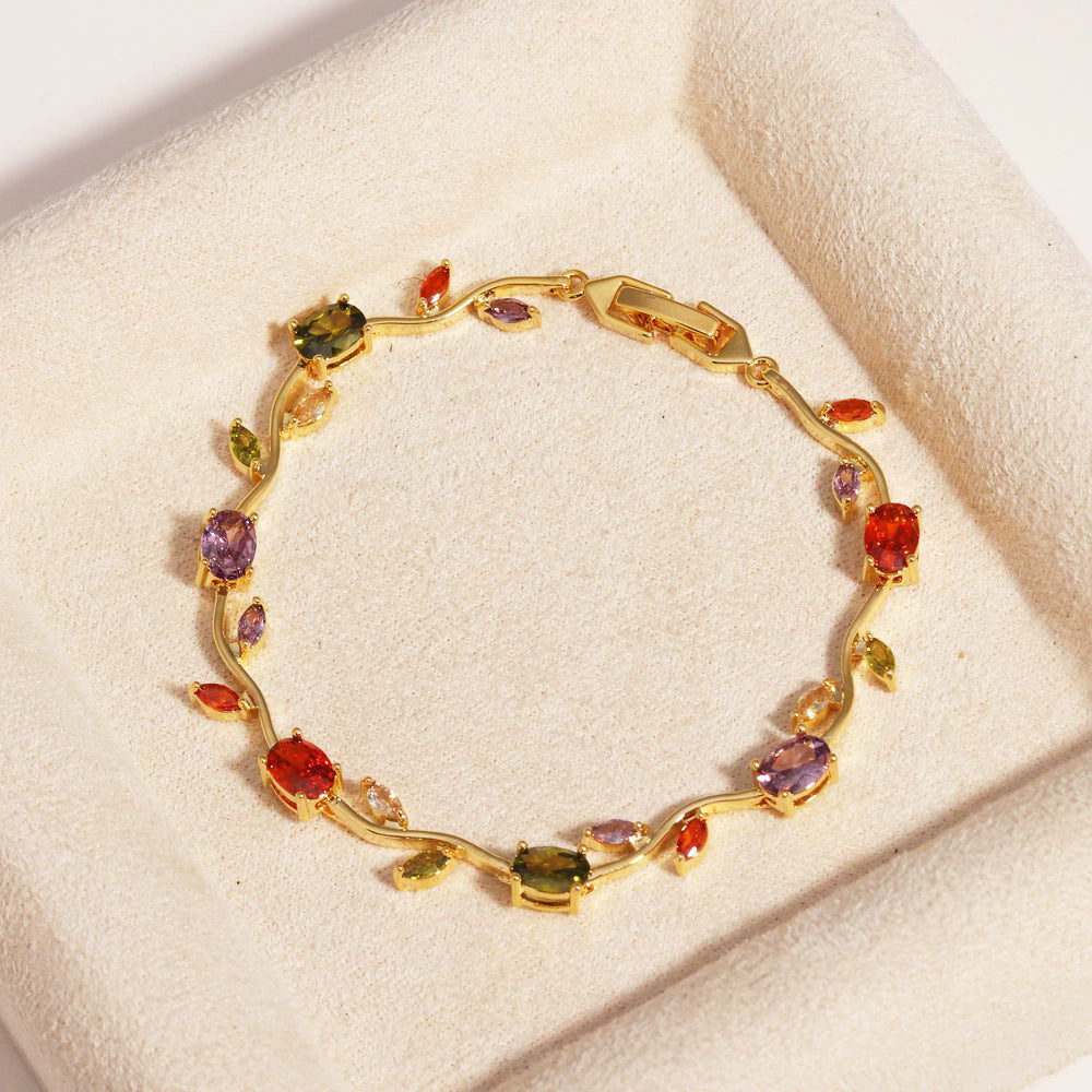 UNI-12216 - Viral Tulip Multi Diamonds Gold - Bracelet