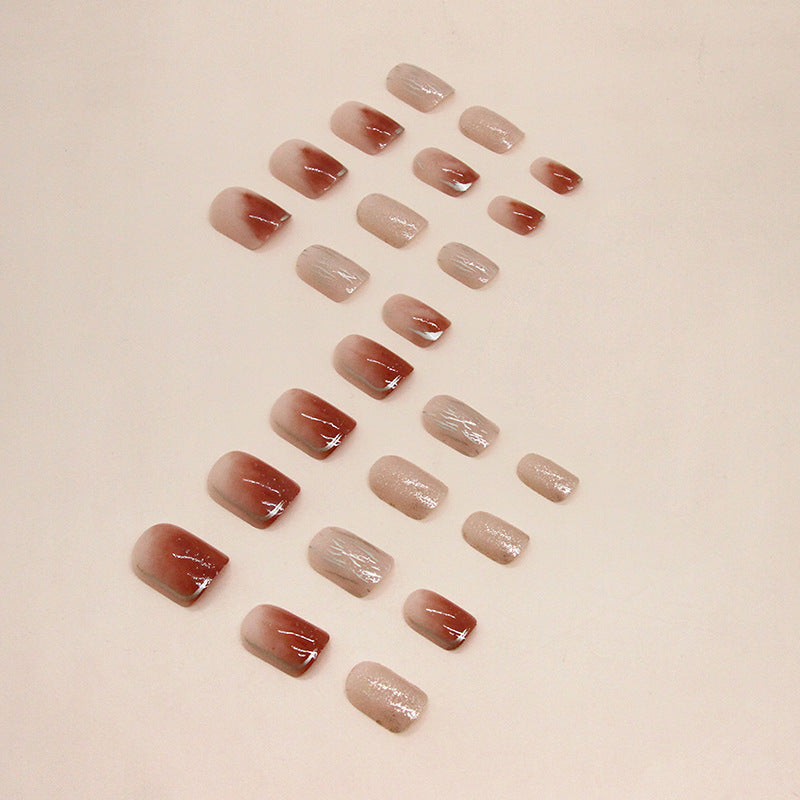 N-290 - Caramel Amber - Press On Nail Set Of 24 - Free 24 Pcs Sticker Sheet Included