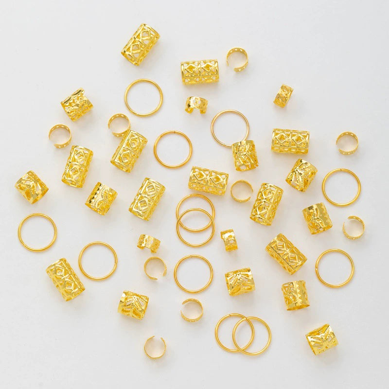 UNI-12679 - Gold Rings - Hair Cuffs Braiding Accessory
