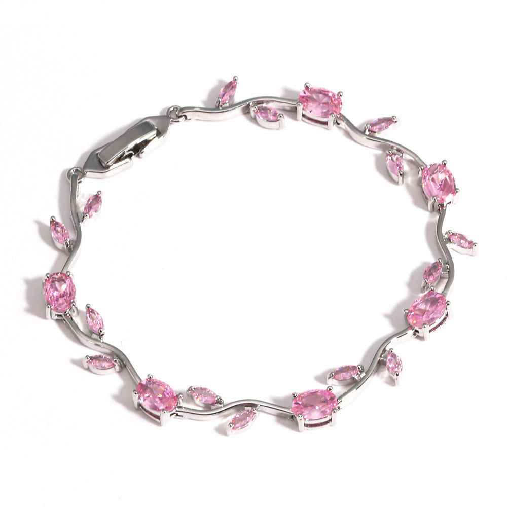 UNI-12203 - Viral Tulip Pink Diamonds Silver - Bracelet