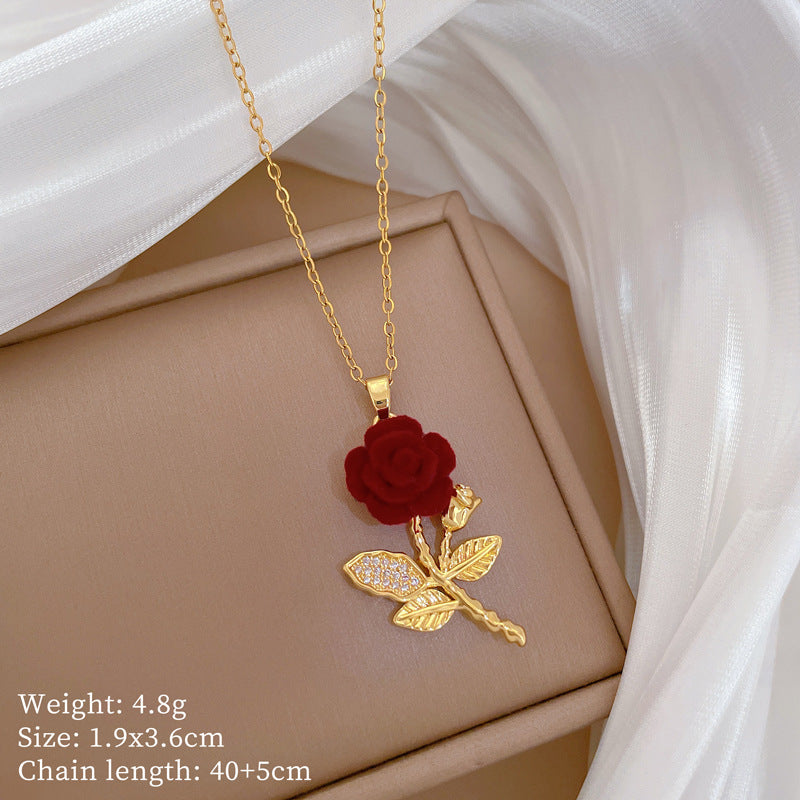 SS-12066 - Luxury Red Rose Gold - Necklace