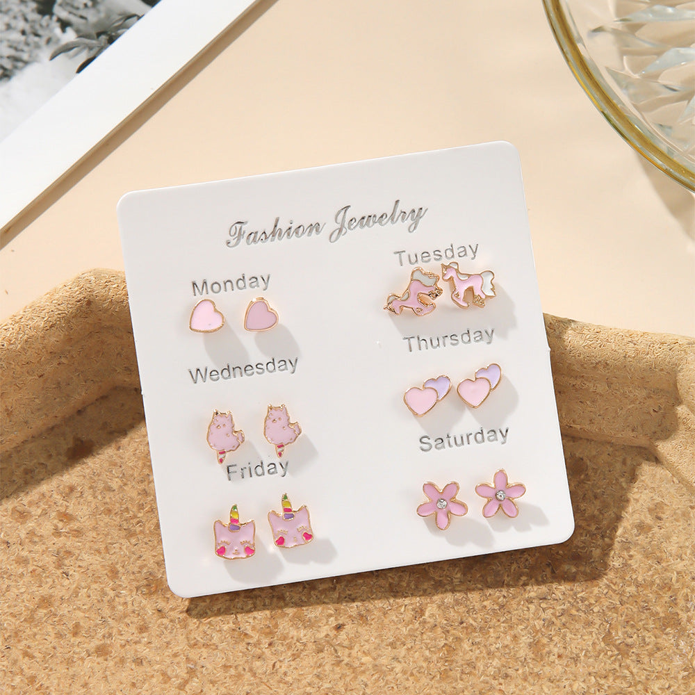 UNI-10725 - Pink Cuties - Ear Studs Set Of 6