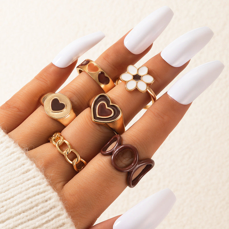 UNI-10771 - Chocolate Color Gold - Ring Set Of 6