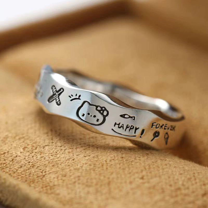 UNI-12331 - Happy Hello Kitty Silver - Ring