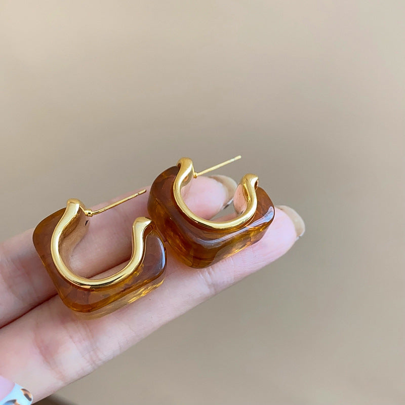 UNI-12675 - Acrylic Amber Gold Foil - Earring