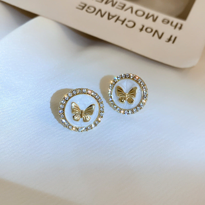 UNI-12136 - Butterfly Gold Round Diamonds - Earring