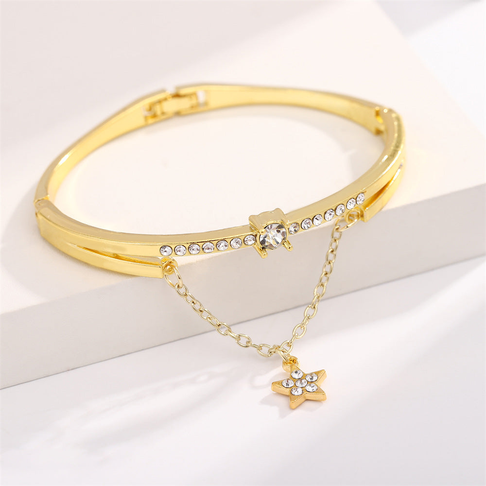 UNI-11308 - Gold Diamond Star Bangle- Bracelet