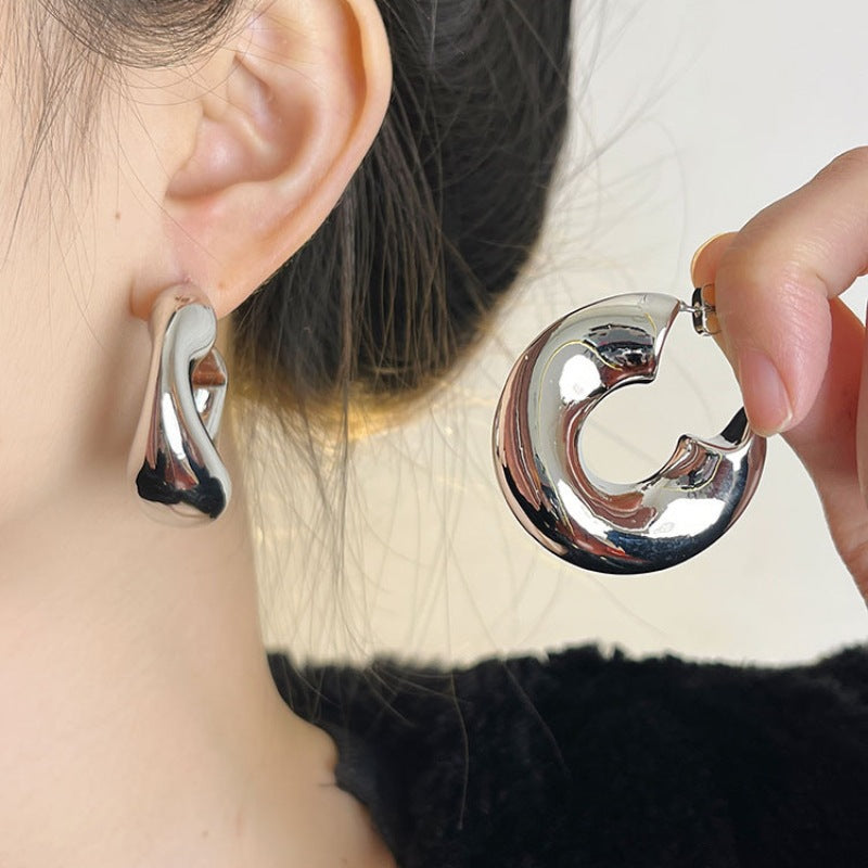 UNI-11014 - Fancy Silver Hoop - Earrings