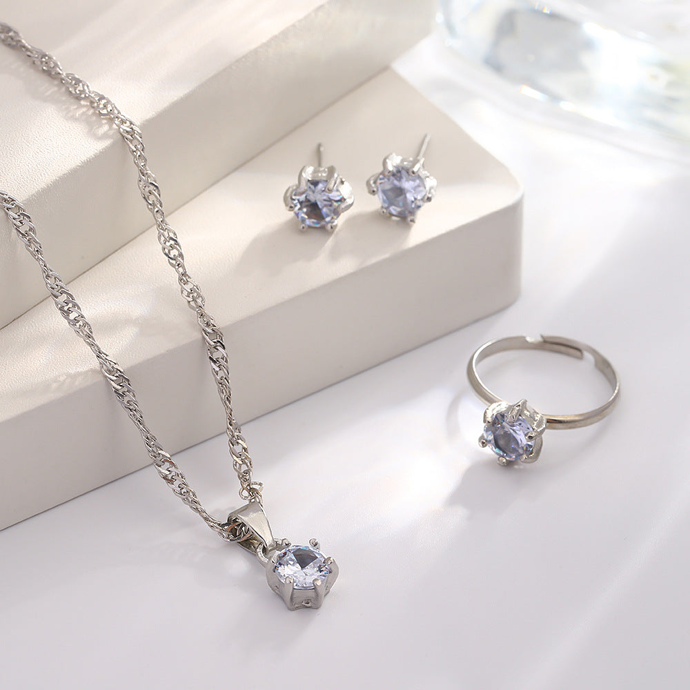 UNI-10560 - Crystal Diamond Silver - Jewelry Set