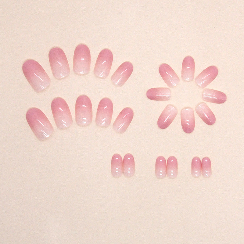 N-296 - Rose Pink - Print Press On Nail Set Of 24 - Free 24 Pcs Sticker Sheet Included