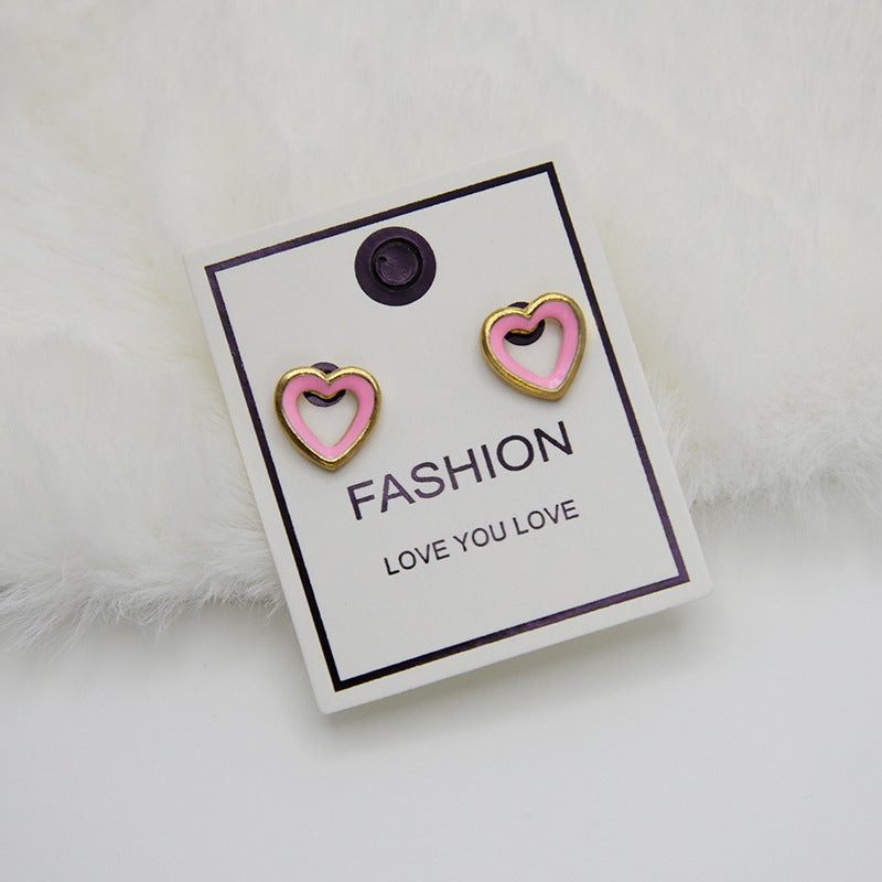 UNI-11234 - Heart Gold Pink - Earring