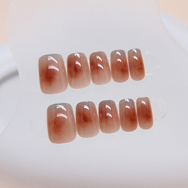 N-265 - Amber Coffee - Press On Nail Set Of 24 - Free 24 Pcs Sticker Sheet Included