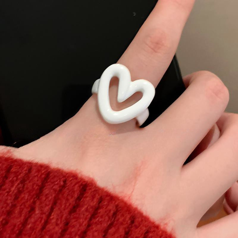 UNI-12370 - White Heart - Ring