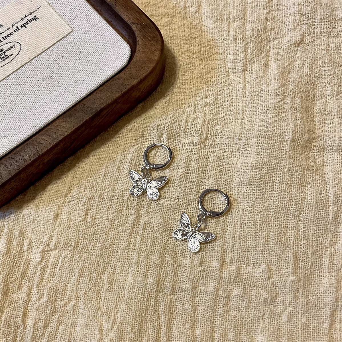 UNI- 11576 -Retro Silver Butterfly - Earring