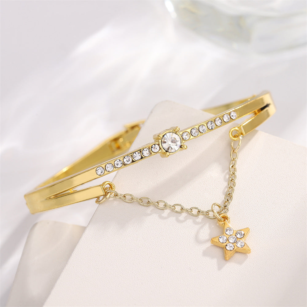 UNI-11308 - Gold Diamond Star Bangle- Bracelet