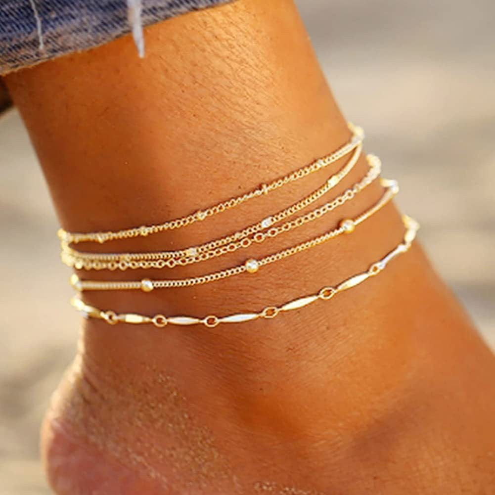 UNI-10675 - Classy Gold Layer - Anklet Set of 5