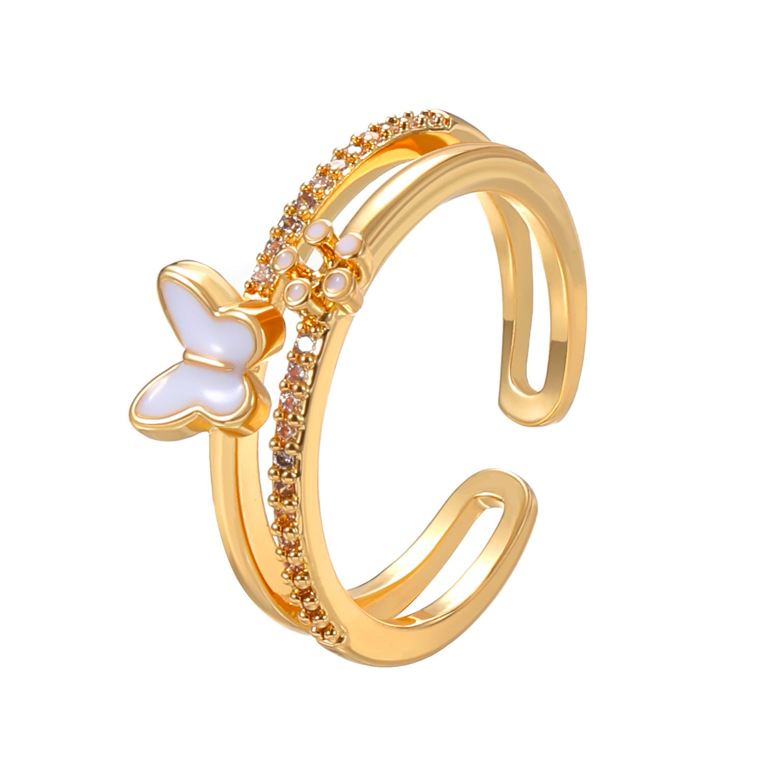 UNI-10959 - White Butterfly Gold - Ring