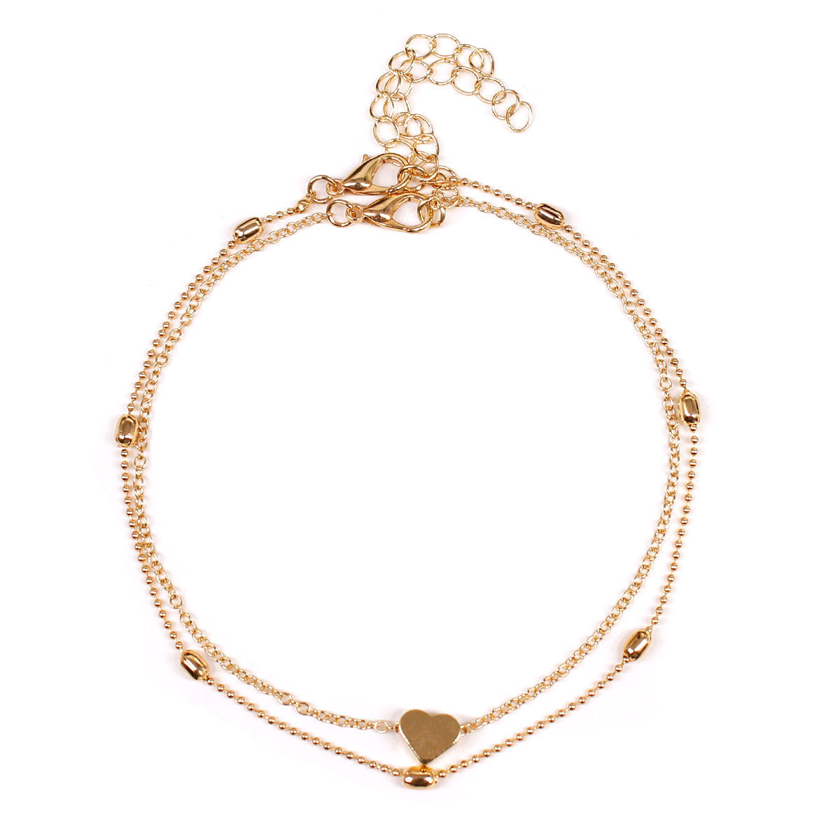 UNI-10702 - Heart Double Layer Gold - Anklet