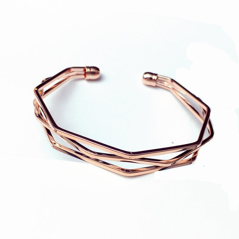 UNI-11283 - Rose Gold Geometric Bangle - Bracelet