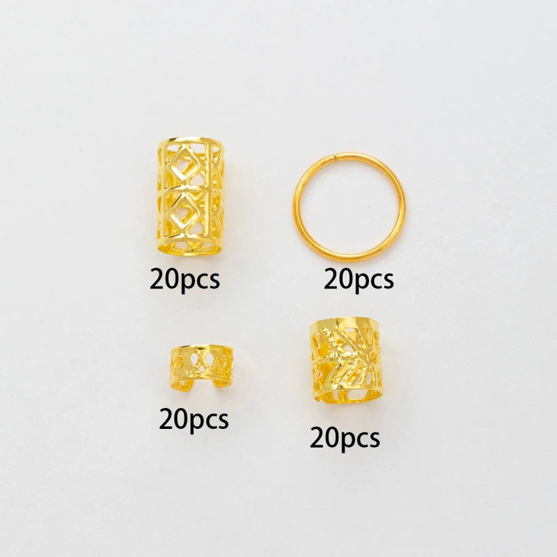 UNI-12680 - Silver Rings - Hair Cuffs Braiding Accessory