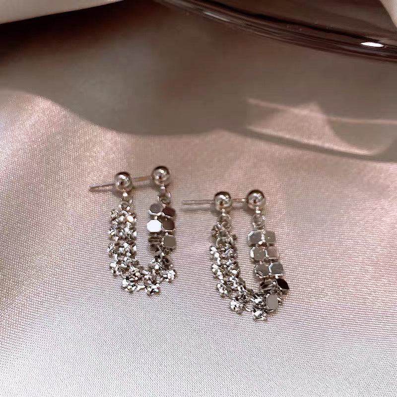 UNI-12337 - Silver Tassels - Earrings