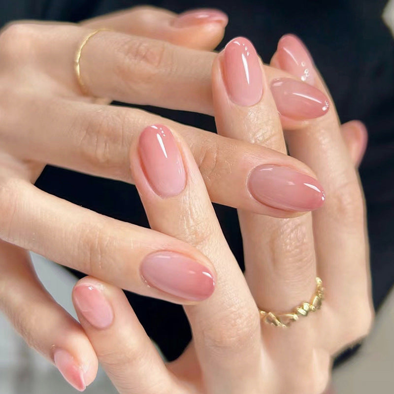 N-296 - Rose Pink - Print Press On Nail Set Of 24 - Free 24 Pcs Sticker Sheet Included