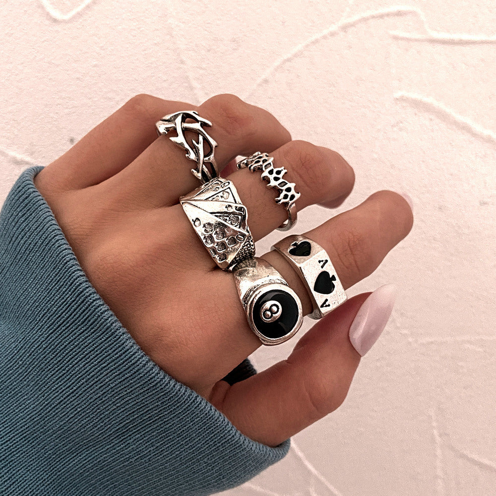 UNI-10660-1 - Vintage Silver - Ring Set Of 5