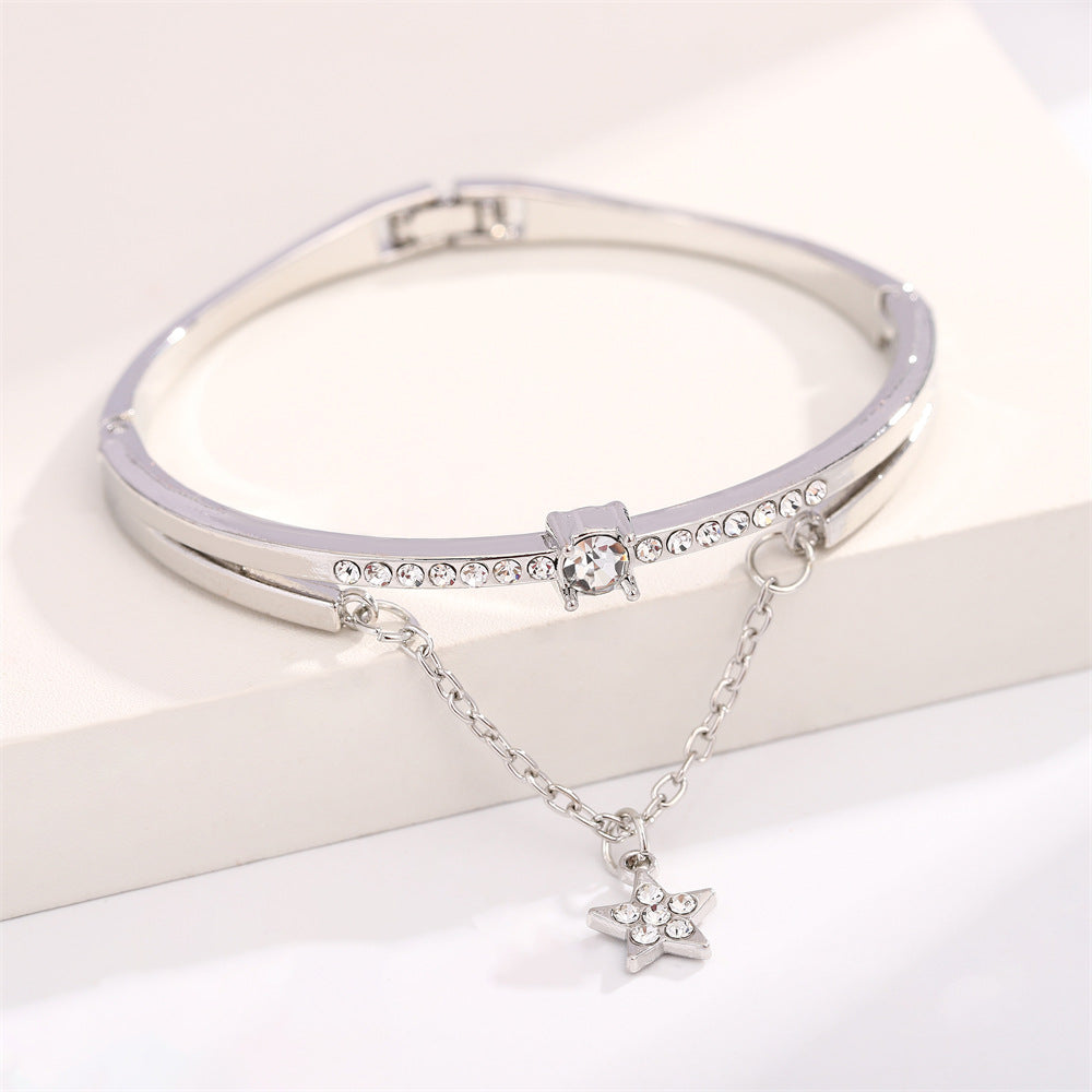 UNI-11310 - Silver Diamond Star Bangle- Bracelet
