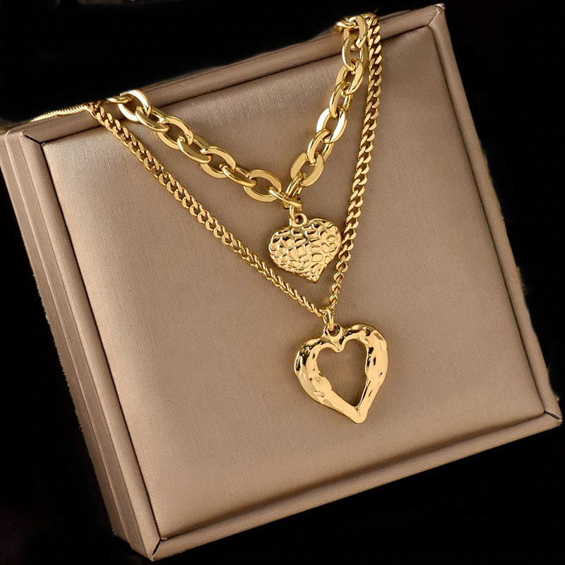 UNI-11343- Gold Foil Heart - Necklace Set of 2