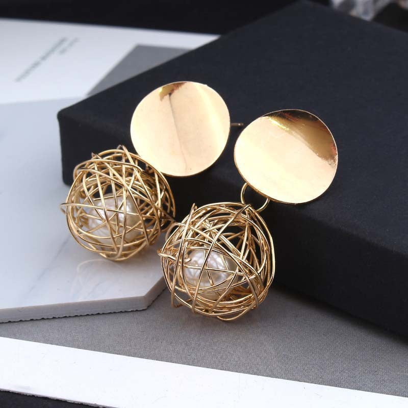 UNI-10588 - Classy Pearl Cage Foiled - Earring