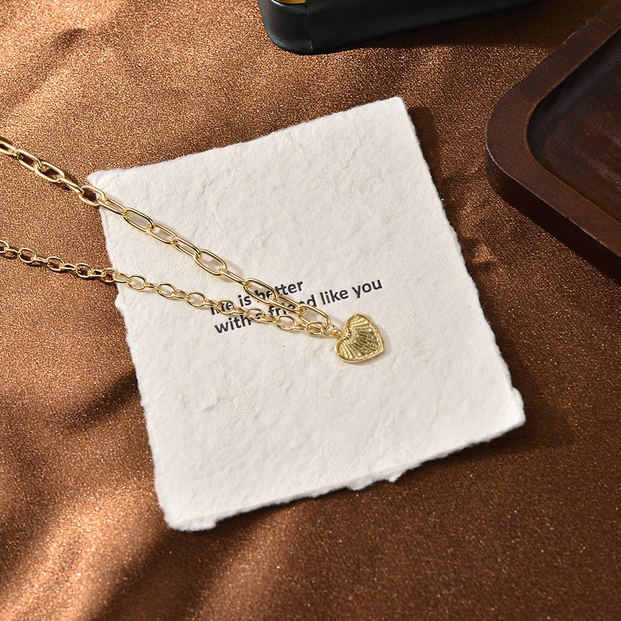 UNI-12173 -Gold Heart Classy Chain - Necklace
