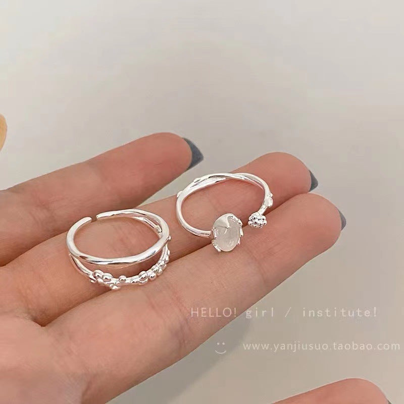 UNI-10167-3 - Silver Diamond - Ring Set Of 2