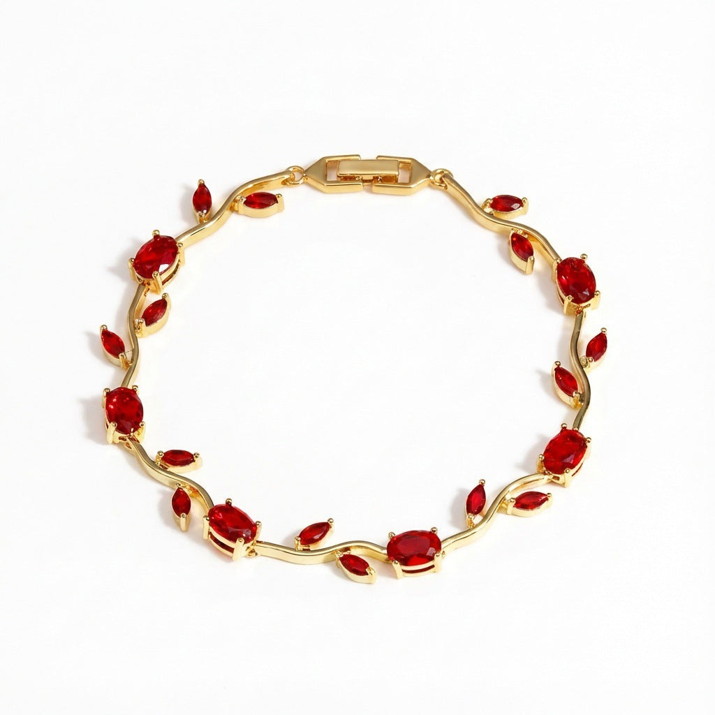UNI-12206 - Viral Tulip Red Diamonds Gold - Bracelet