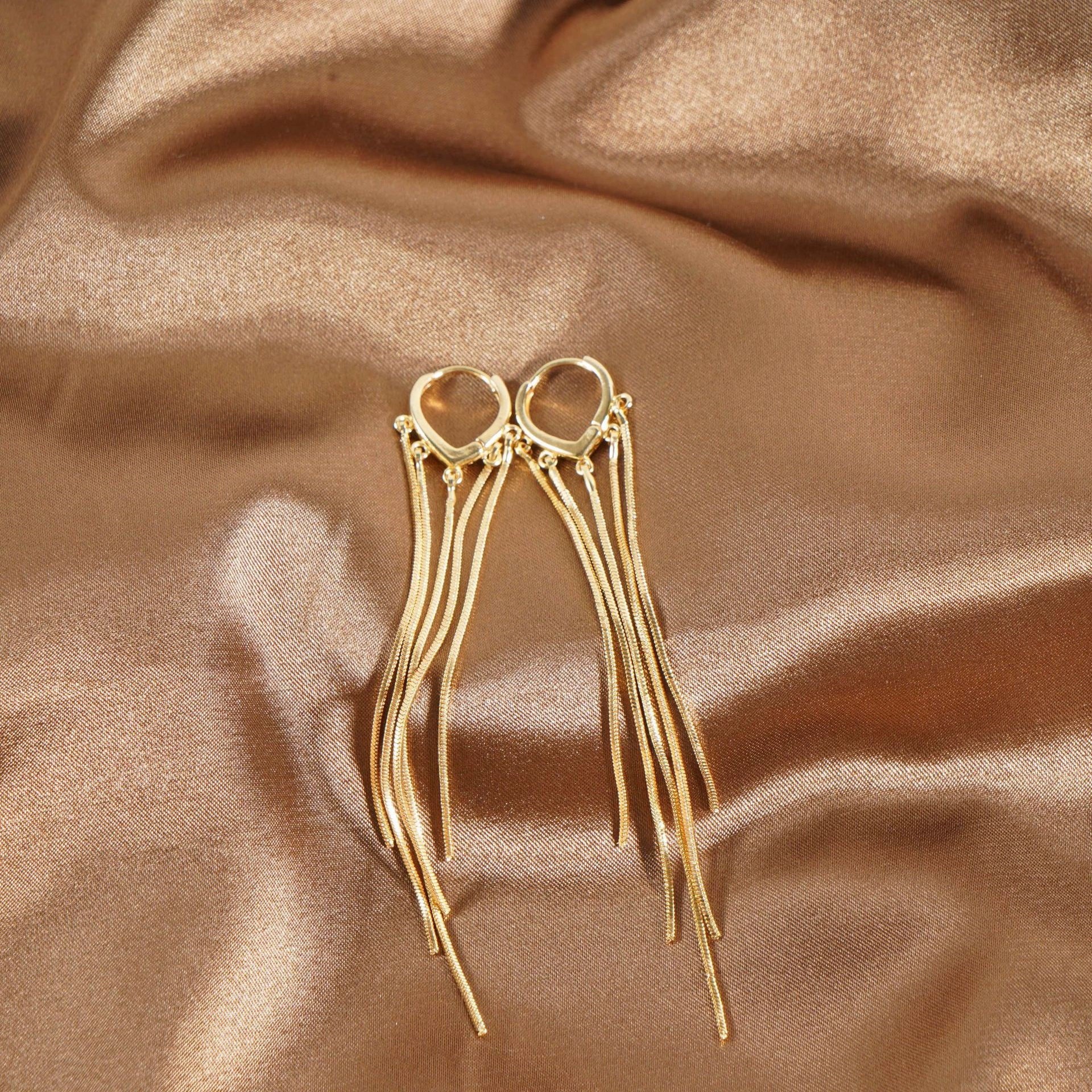 UNI-12235 - Gold Foil Dangling Layers - Earring