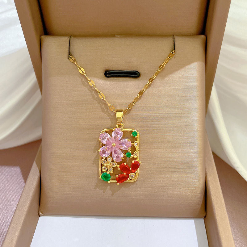 UNI-12265 - Crystal Flowers God - Necklace