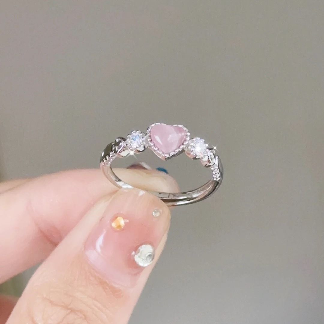 UNI-11162 - Pink Heart Silver - Ring